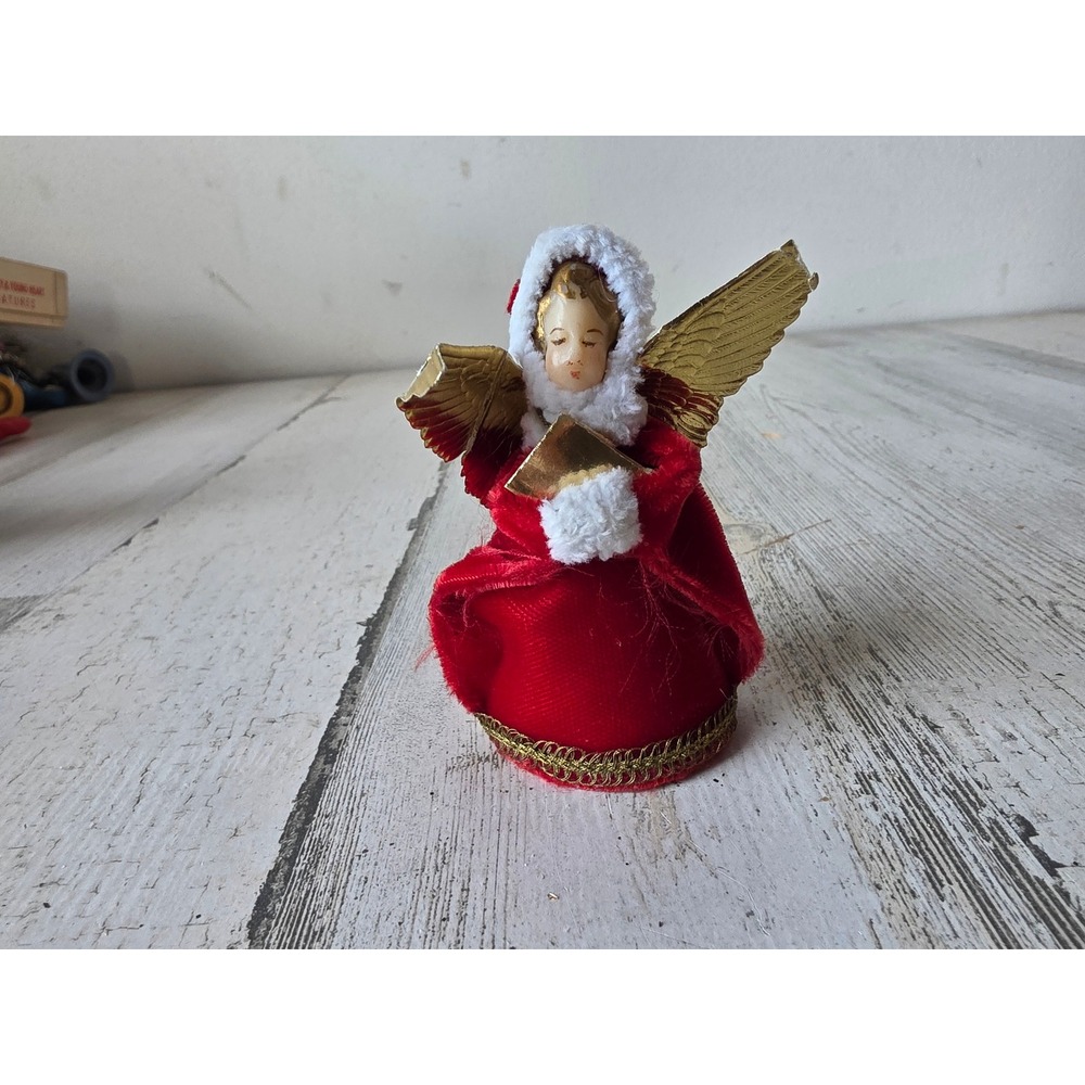 Vintage putz Angel cherub felt ornaments velvet paper cardboard village Xmas